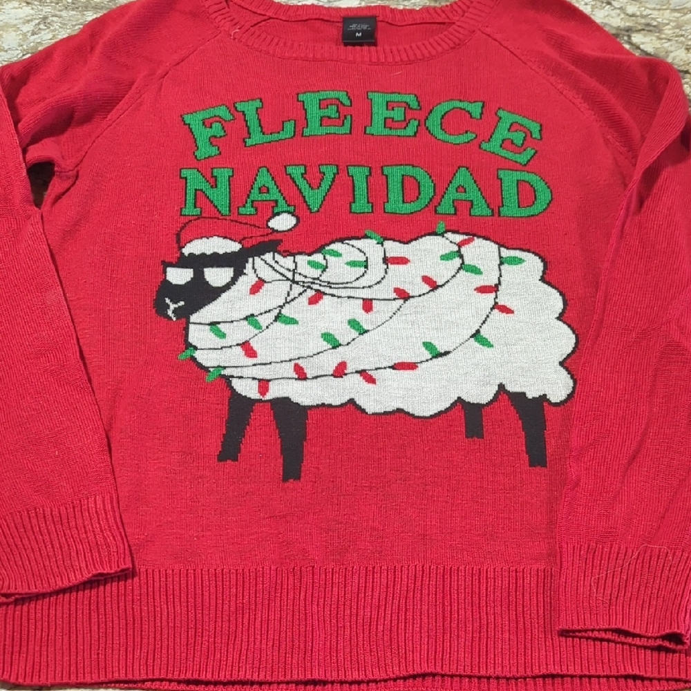 Red Fleece Navidad Sweater